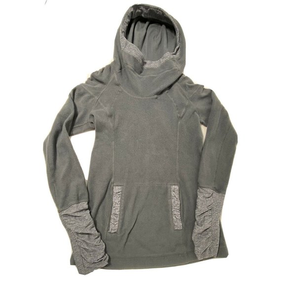 Lululemon Apres Run Pullover Hoodie Black Swan Women's Size 2 Thumbholes Fleece - Picture 1 of 11